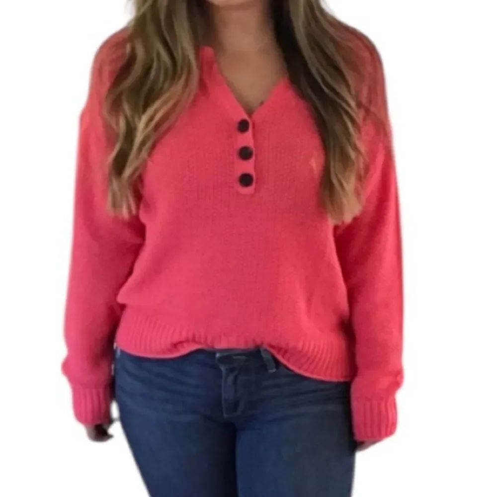 American Eagle Outfitters Sweater Coral Button V-neck Woman’s Size M